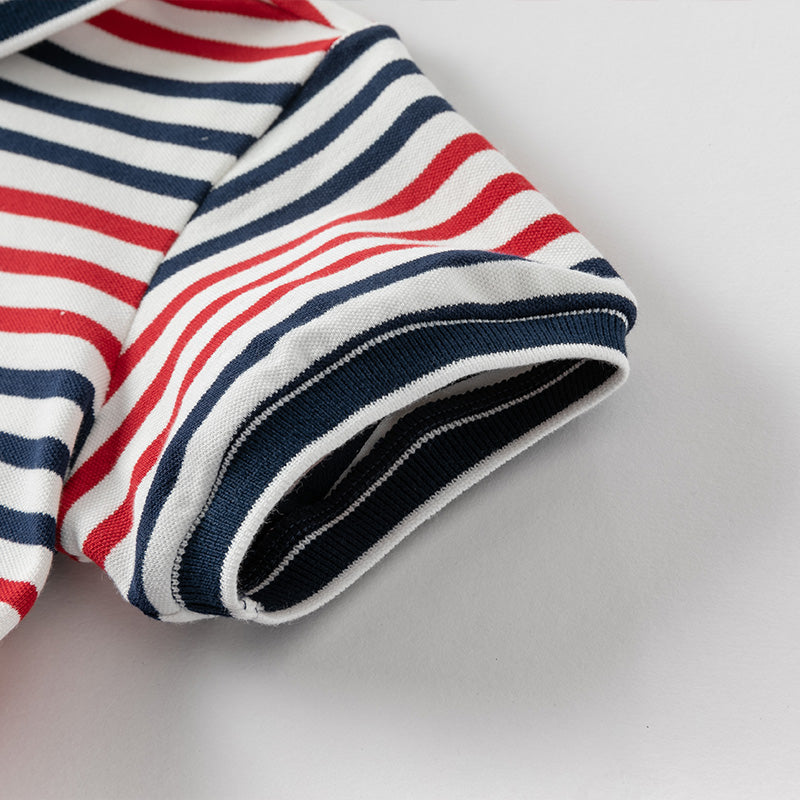 Red Blue Striped Polo