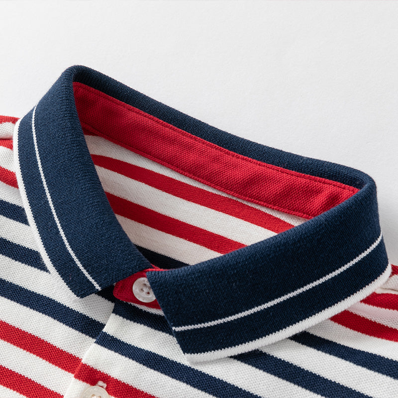 Red Blue Striped Polo