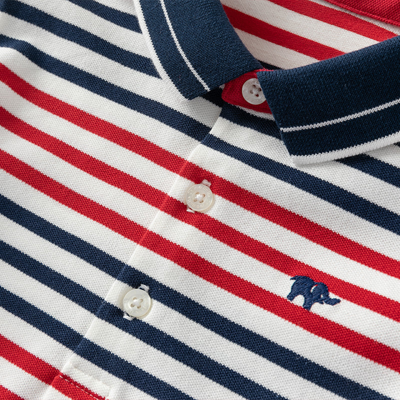 Red Blue Striped Polo