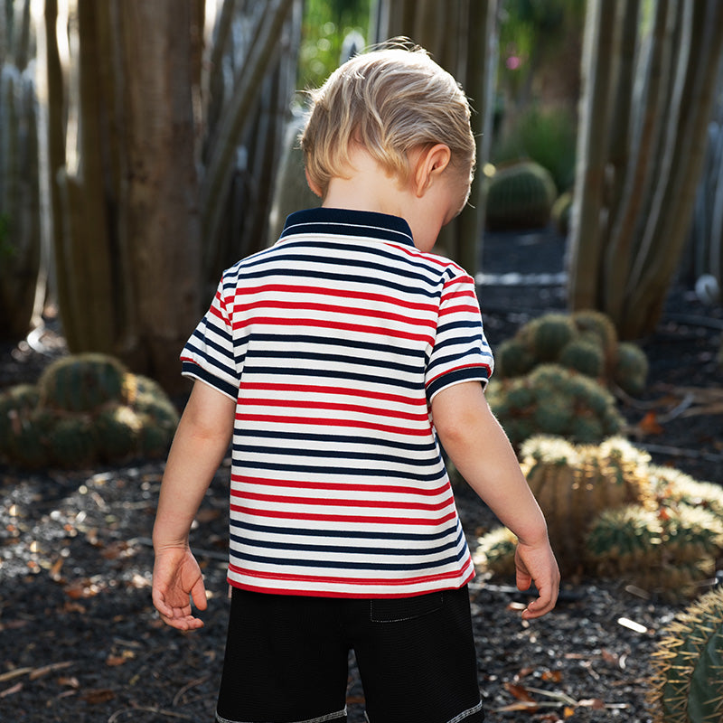 Red Blue Striped Polo